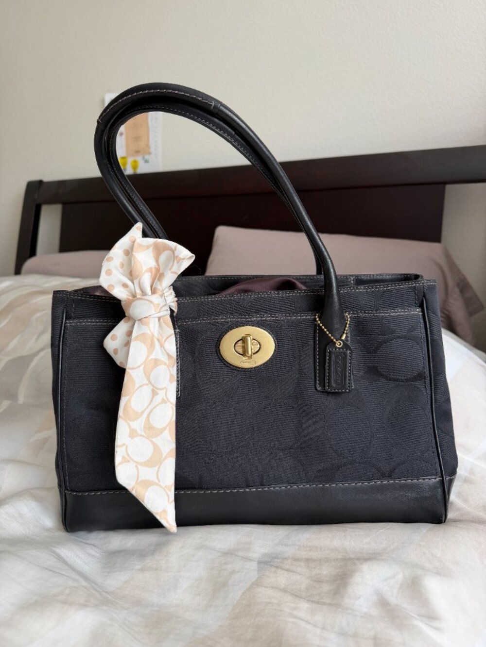 Coach Hamptons Legacy Madeleine Black Signature Canvas Tote Bag (Style: 11558) - Picture 3 of 12